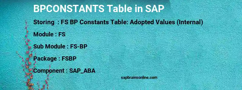 SAP BPCONSTANTS table