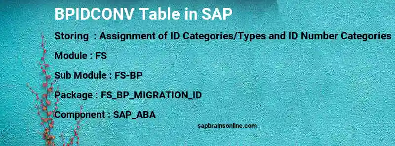 SAP BPIDCONV table