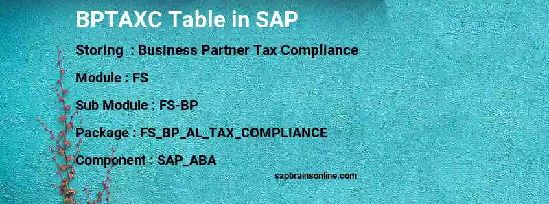 SAP BPTAXC table