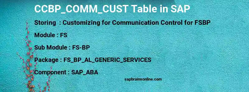 SAP CCBP_COMM_CUST table