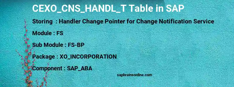 SAP CEXO_CNS_HANDL_T table