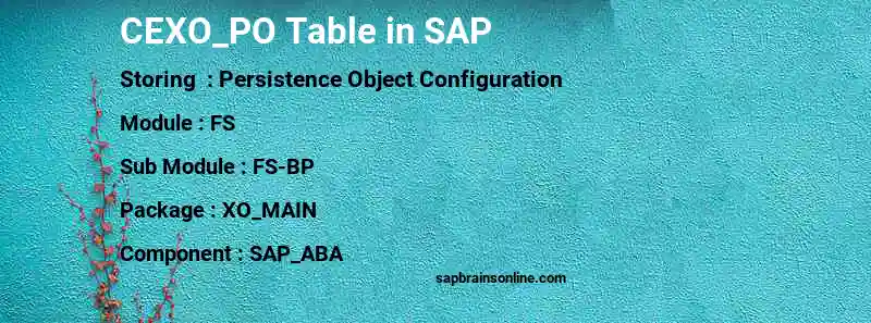 SAP CEXO_PO table