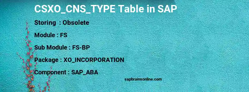 SAP CSXO_CNS_TYPE table