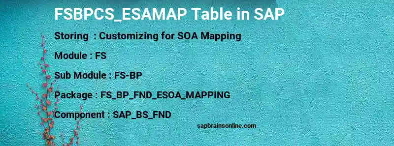 SAP FSBPCS_ESAMAP table
