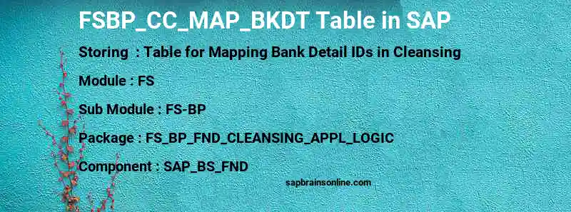 SAP FSBP_CC_MAP_BKDT table