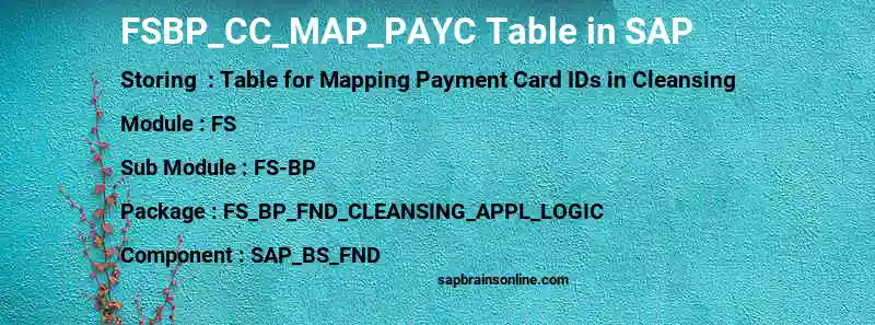 SAP FSBP_CC_MAP_PAYC table