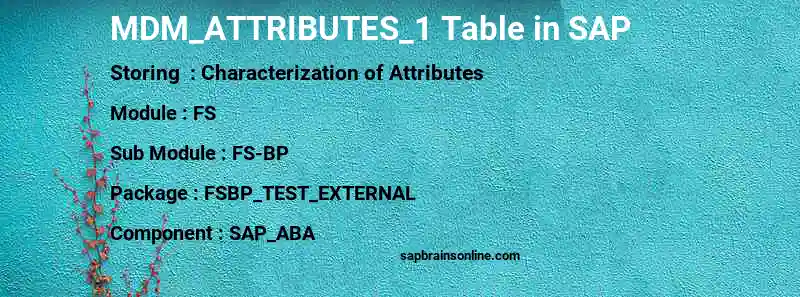 SAP MDM_ATTRIBUTES_1 table