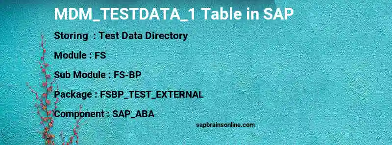 SAP MDM_TESTDATA_1 table