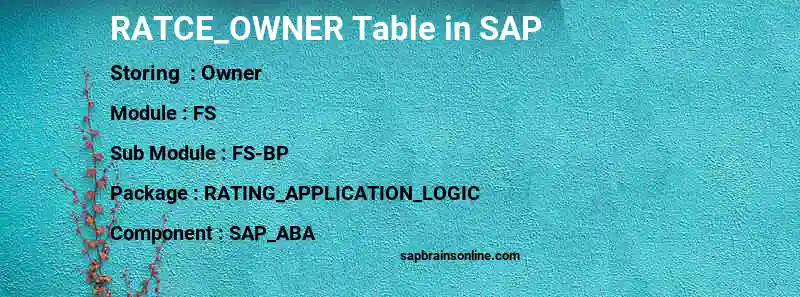 SAP RATCE_OWNER table