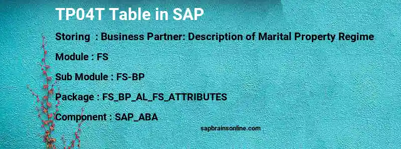 SAP TP04T table