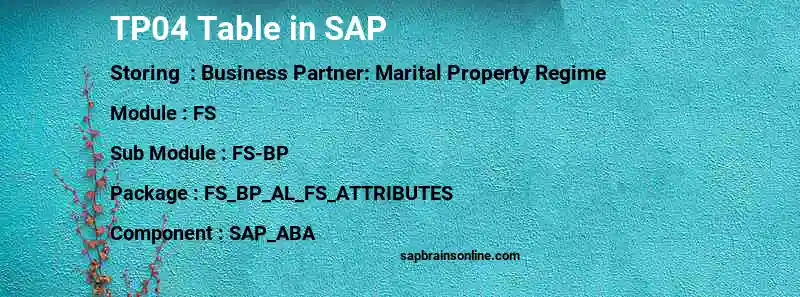 SAP TP04 table
