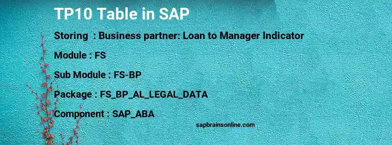 SAP TP10 table