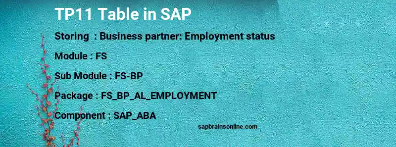 SAP TP11 table