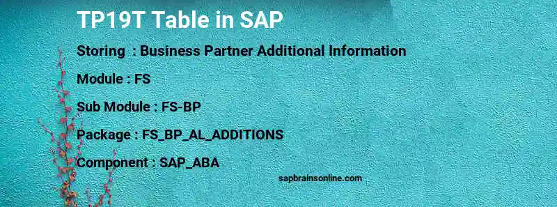 SAP TP19T table
