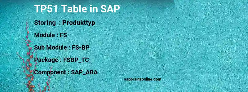 SAP TP51 table