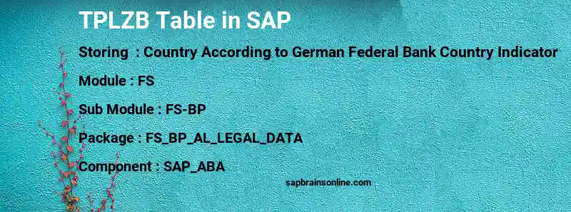 SAP TPLZB table