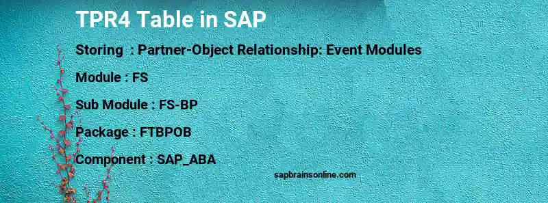 SAP TPR4 table
