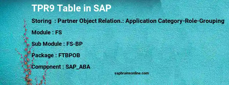 SAP TPR9 table