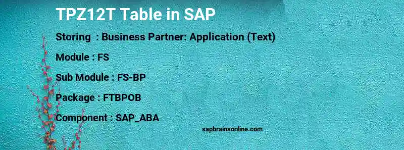 SAP TPZ12T table