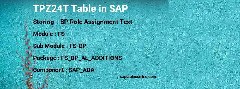SAP TPZ24T table