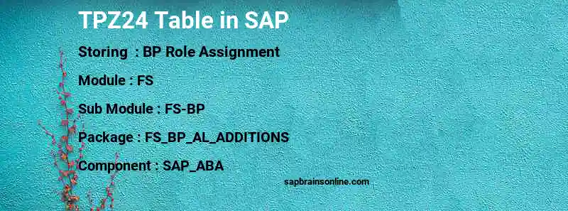 SAP TPZ24 table