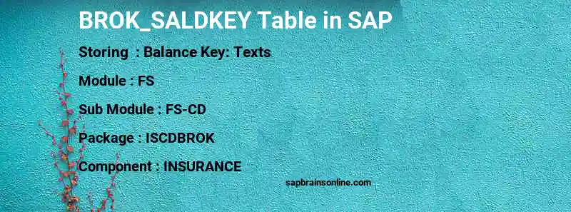 SAP BROK_SALDKEY table