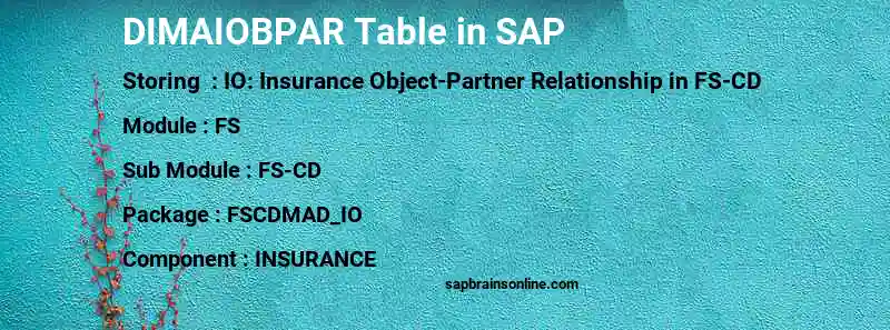 SAP DIMAIOBPAR table