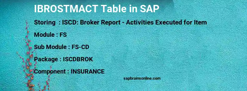 SAP IBROSTMACT table
