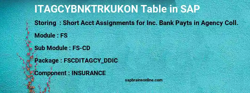 SAP ITAGCYBNKTRKUKON table