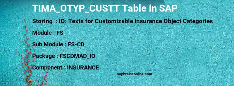 SAP TIMA_OTYP_CUSTT table