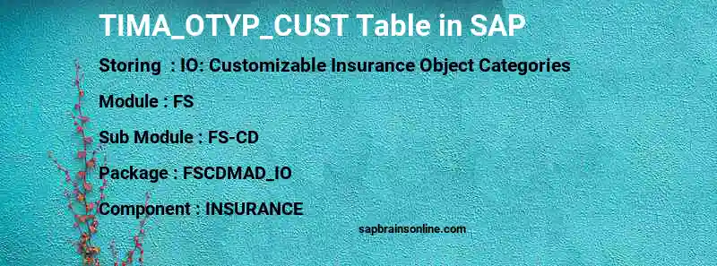 SAP TIMA_OTYP_CUST table