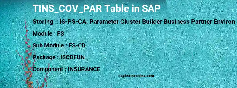 SAP TINS_COV_PAR table