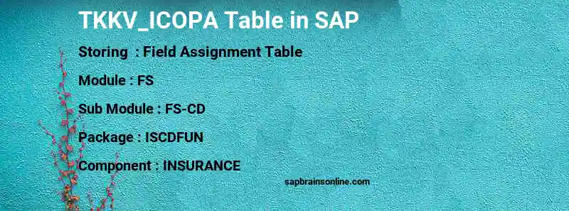 SAP TKKV_ICOPA table
