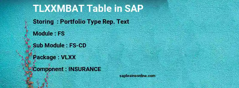 SAP TLXXMBAT table