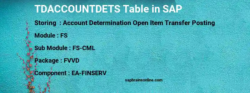 SAP TDACCOUNTDETS table