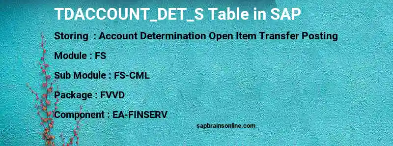 SAP TDACCOUNT_DET_S table