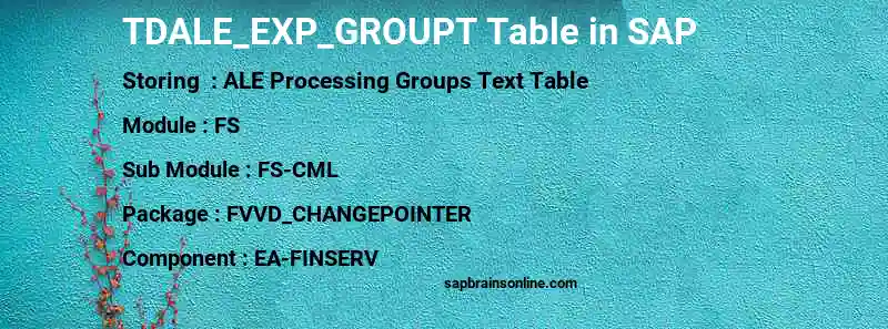 SAP TDALE_EXP_GROUPT table