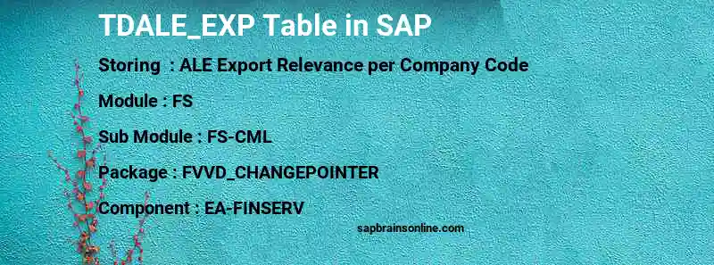 SAP TDALE_EXP table