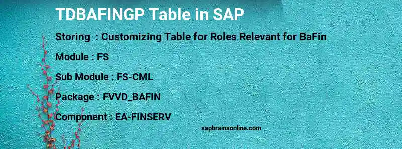 SAP TDBAFINGP table
