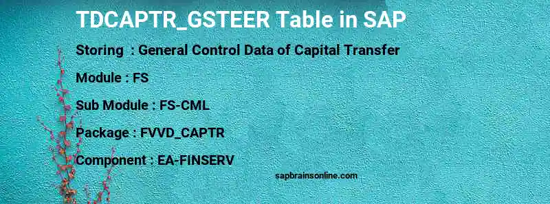 SAP TDCAPTR_GSTEER table