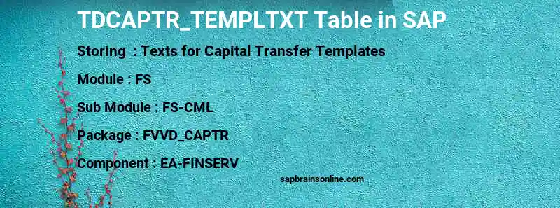SAP TDCAPTR_TEMPLTXT table