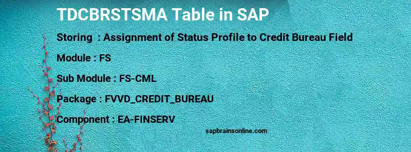 SAP TDCBRSTSMA table