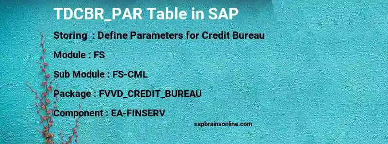 SAP TDCBR_PAR table
