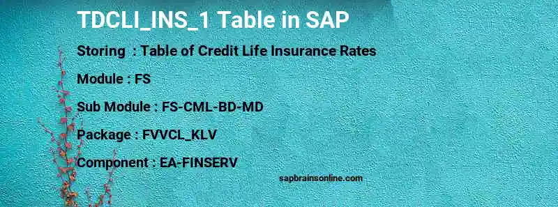 SAP TDCLI_INS_1 table
