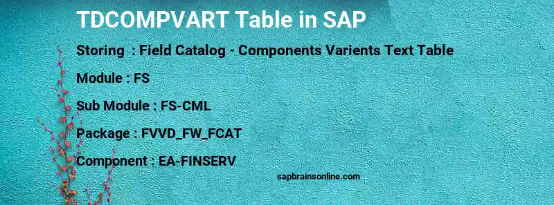 SAP TDCOMPVART table