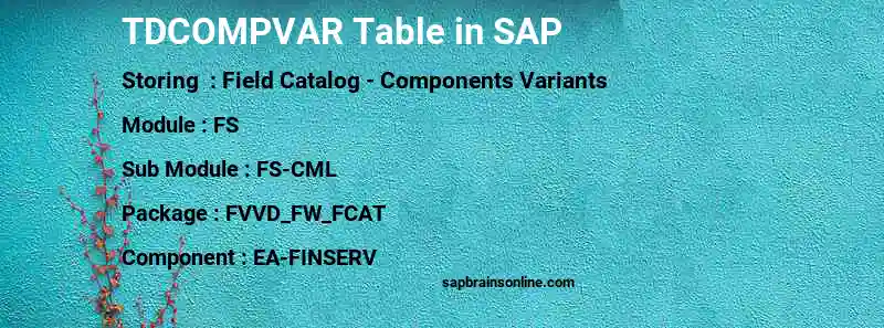 SAP TDCOMPVAR table