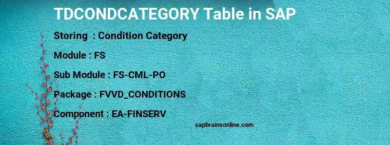 SAP TDCONDCATEGORY table