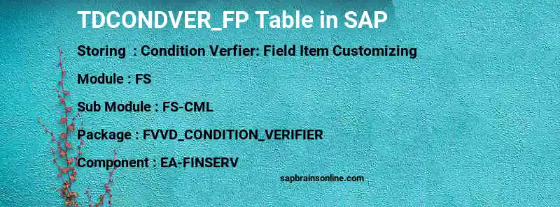 SAP TDCONDVER_FP table