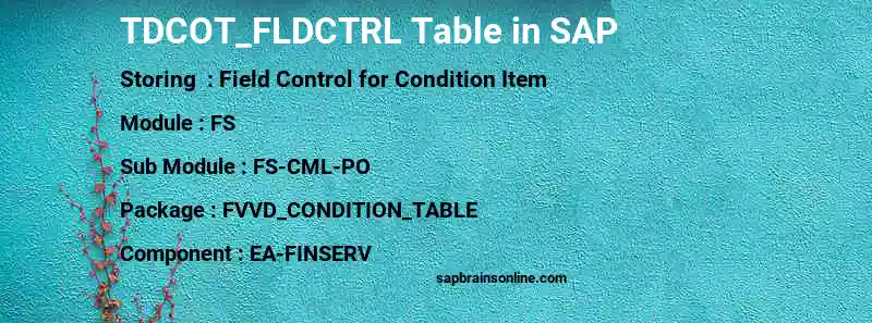 SAP TDCOT_FLDCTRL table