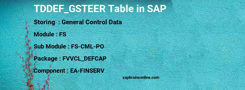 SAP TDDEF_GSTEER table